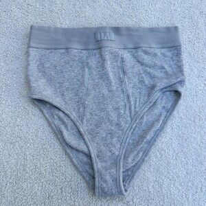 Skims Grey Ribbed Cotton Brief Underwear - Size S